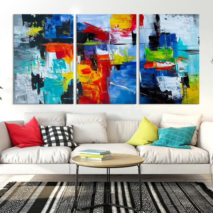 Modern Abstract Wall Art, Vibrant Painting on Canvas, Printed Wall Decor, Kitchen Wall Art