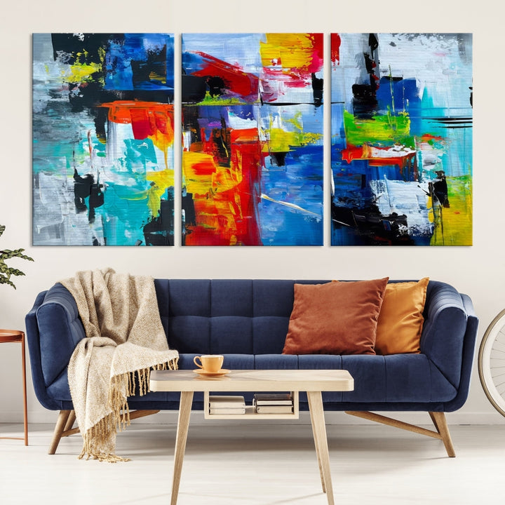 Modern Abstract Wall Art, Vibrant Painting on Canvas, Printed Wall Decor, Kitchen Wall Art