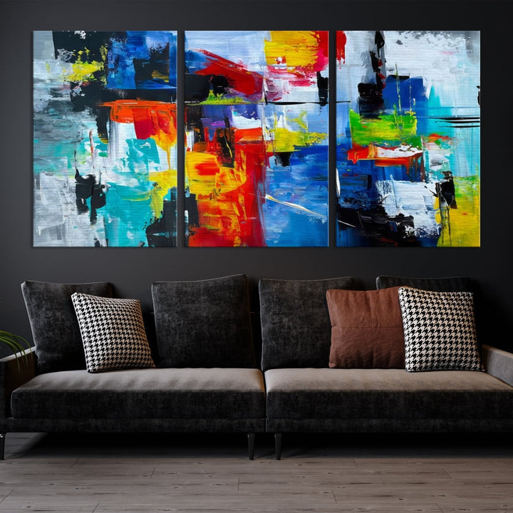 Modern Abstract Wall Art, Vibrant Painting on Canvas, Printed Wall Decor, Kitchen Wall Art