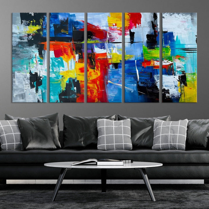 Modern Abstract Wall Art, Vibrant Painting on Canvas, Printed Wall Decor, Kitchen Wall Art