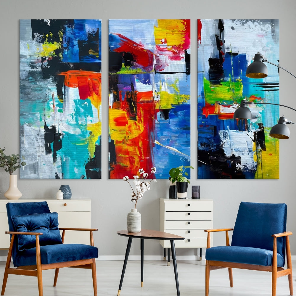 Modern Abstract Wall Art, Vibrant Painting on Canvas, Printed Wall Decor, Kitchen Wall Art