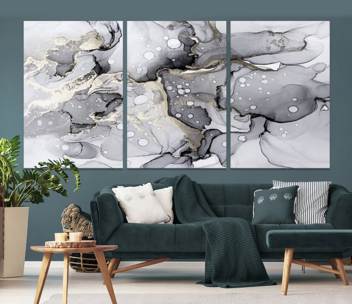 Modern Marble Effect Abstract Painting on Giclee Canvas Wall Art Print