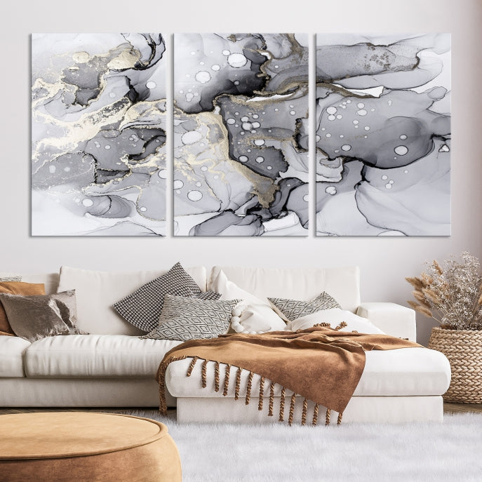 Modern Marble Effect Abstract Painting on Giclee Canvas Wall Art Print