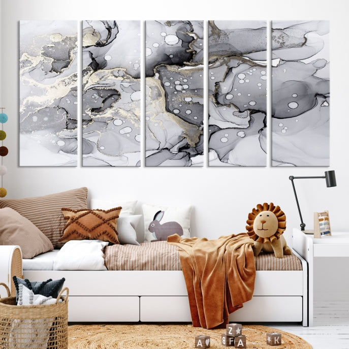 Modern Marble Effect Abstract Painting on Giclee Canvas Wall Art Print