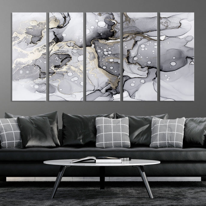 Modern Marble Effect Abstract Painting on Giclee Canvas Wall Art Print