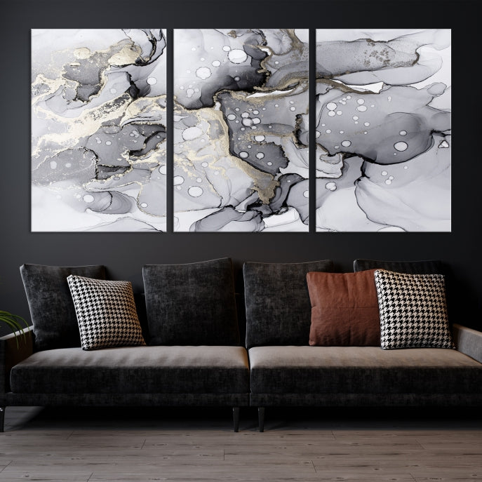 Modern Marble Effect Abstract Painting on Giclee Canvas Wall Art Print