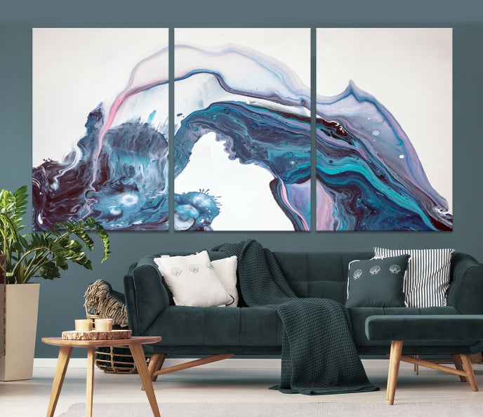 Modern Marble Fluid Effect Large Wall Art Modern Abstract Canvas Print