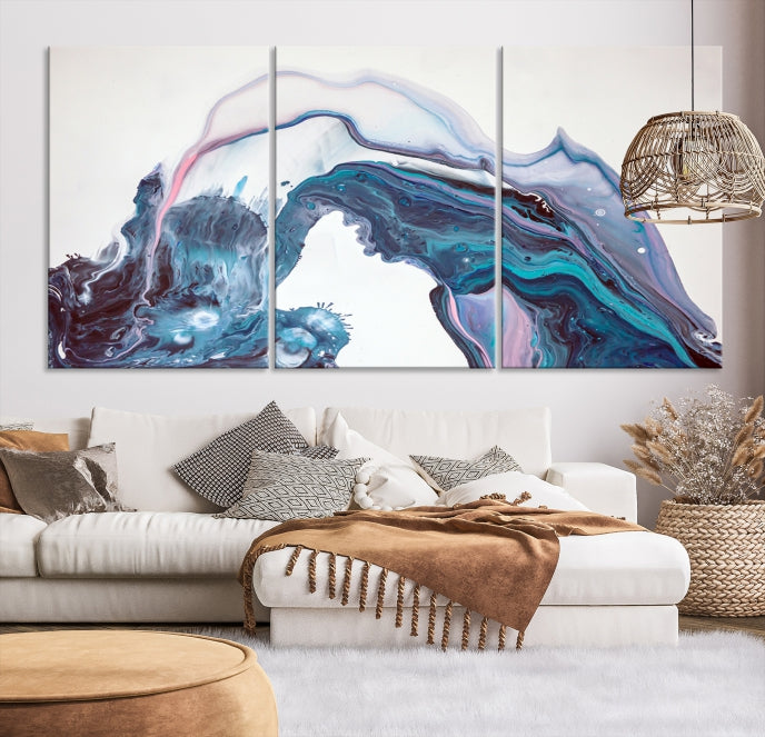 Modern Marble Fluid Effect Large Wall Art Modern Abstract Canvas Print