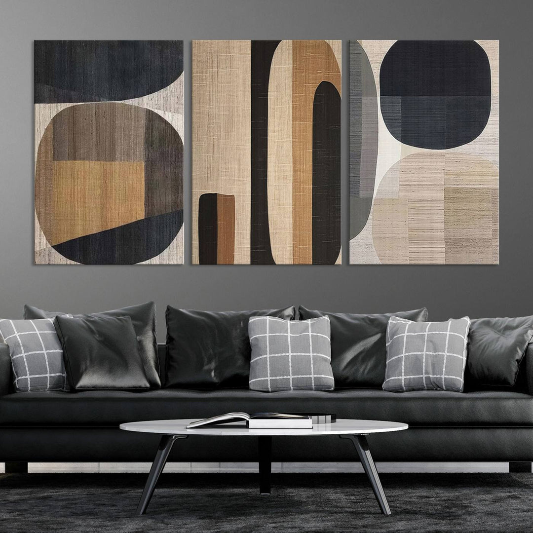 Modern Wabi Sabi Abstract Wall Art Canvas Print - Minimalist Geometric Design for Dining Room, Living Room, or Office, Ready to Hang