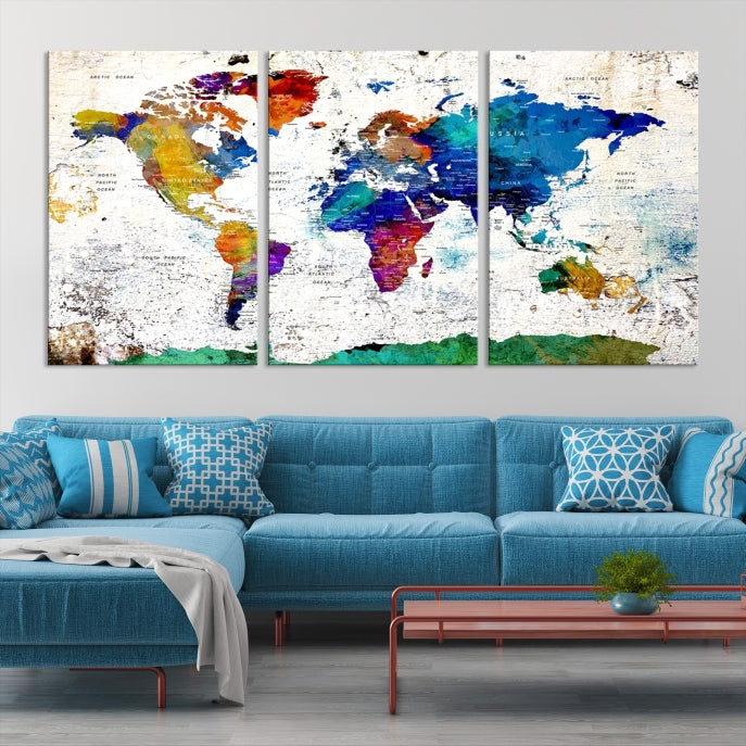 Modern World Map Canvas Artwork