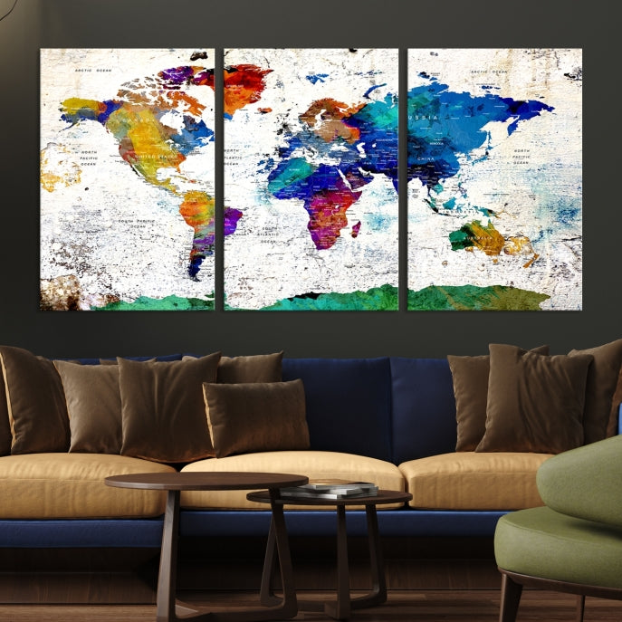 Modern World Map Canvas Artwork