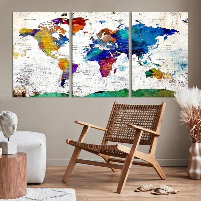 Modern World Map Canvas Artwork