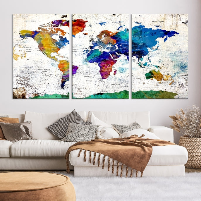 Modern World Map Canvas Artwork