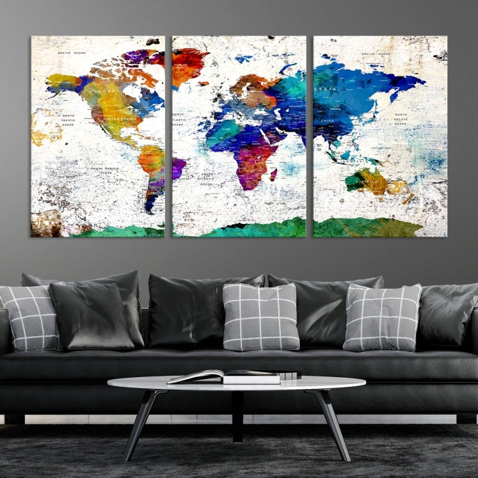 Modern World Map Canvas Artwork