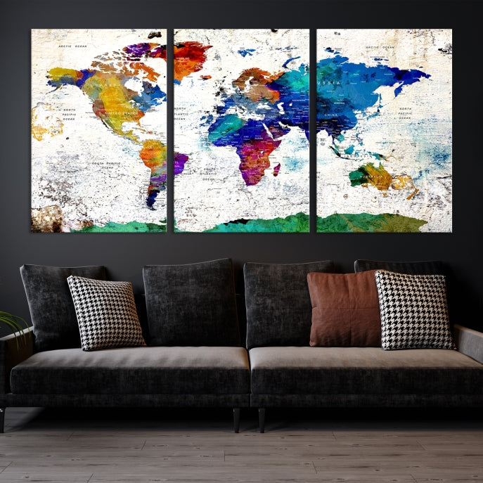 Modern World Map Canvas Artwork