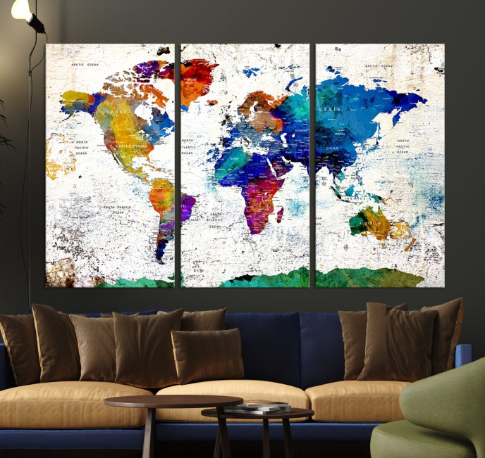 Modern World Map Canvas Artwork