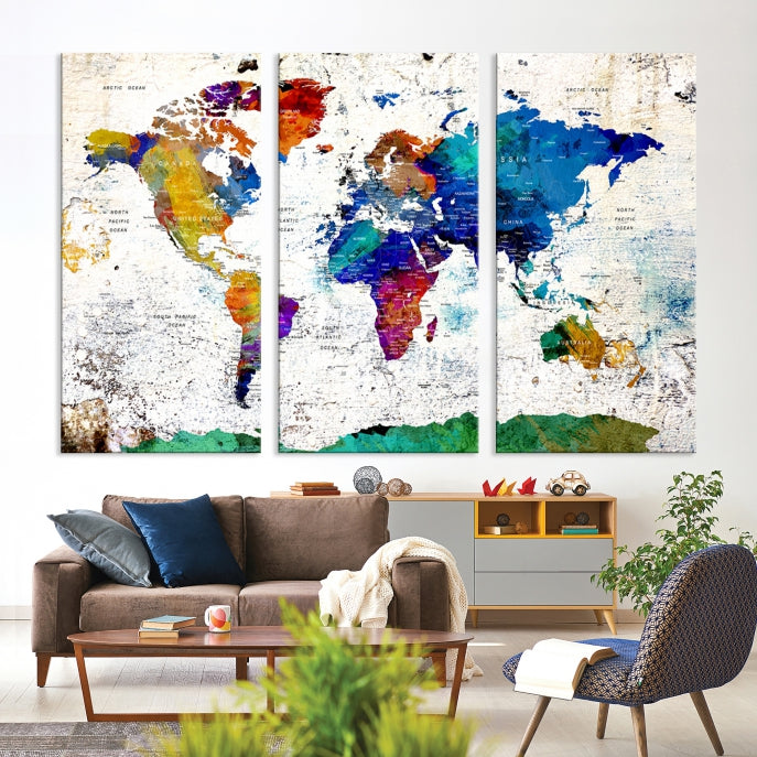 Modern World Map Canvas Artwork