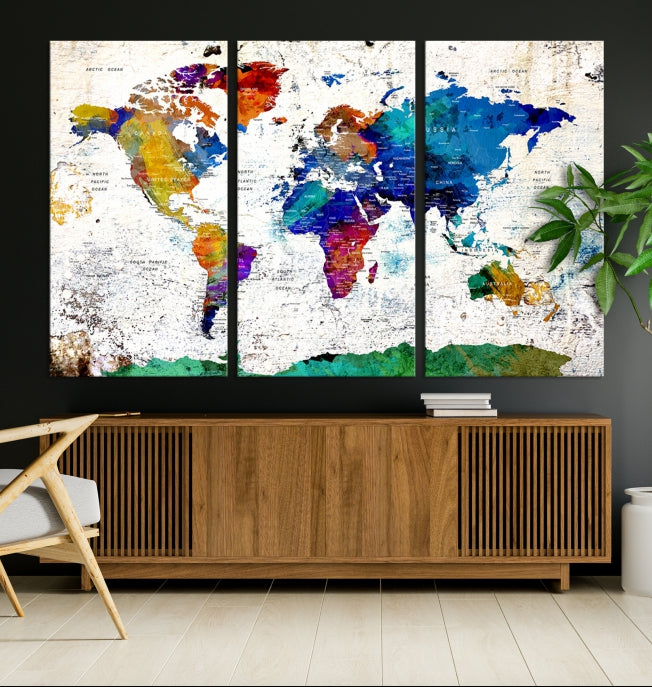 Modern World Map Canvas Artwork