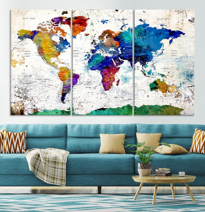 Modern World Map Canvas Artwork