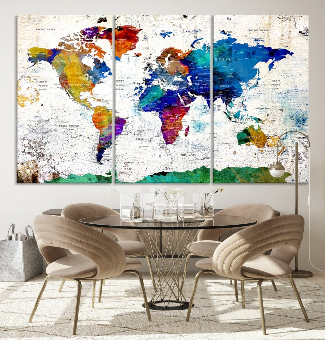 Modern World Map Canvas Artwork