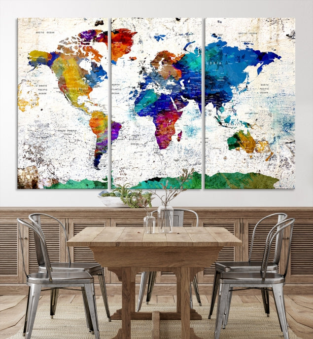 Modern World Map Canvas Artwork