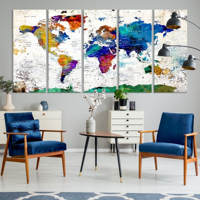 Modern World Map Canvas Artwork