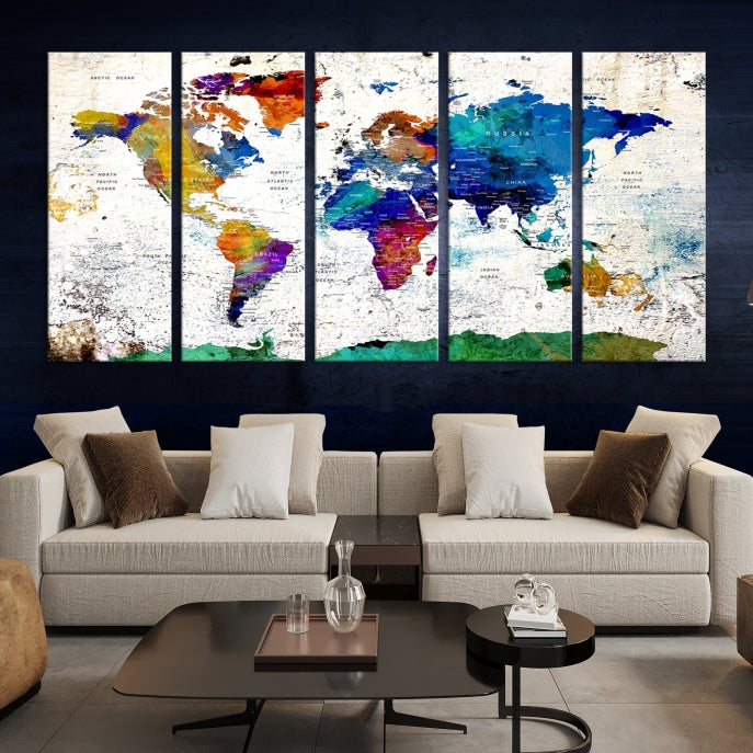 Modern World Map Canvas Artwork