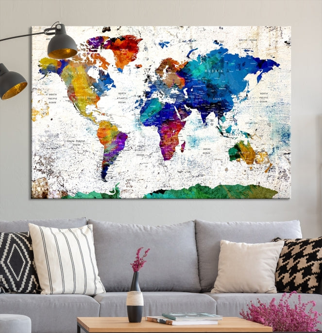 Modern World Map Canvas Artwork