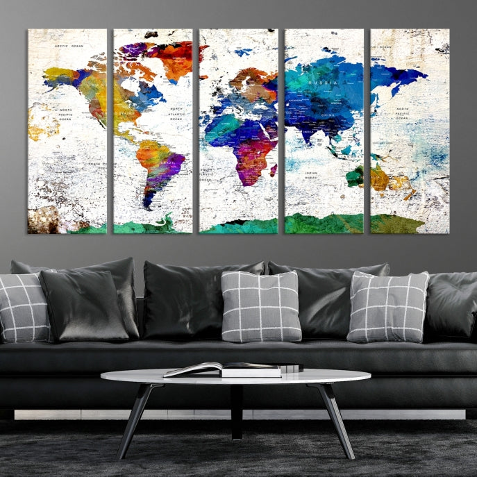 Modern World Map Canvas Artwork