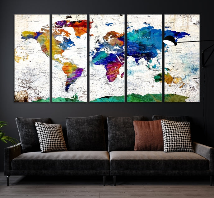 Modern World Map Canvas Artwork