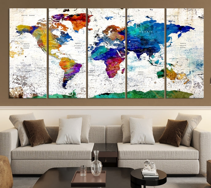 Modern World Map Canvas Artwork