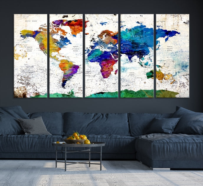 Modern World Map Canvas Artwork