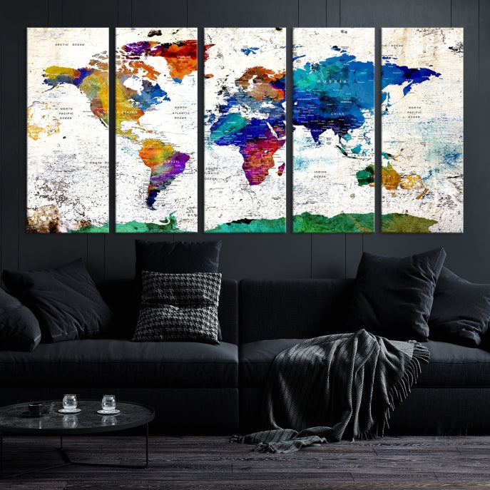 Modern World Map Canvas Artwork