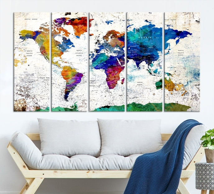 Modern World Map Canvas Artwork