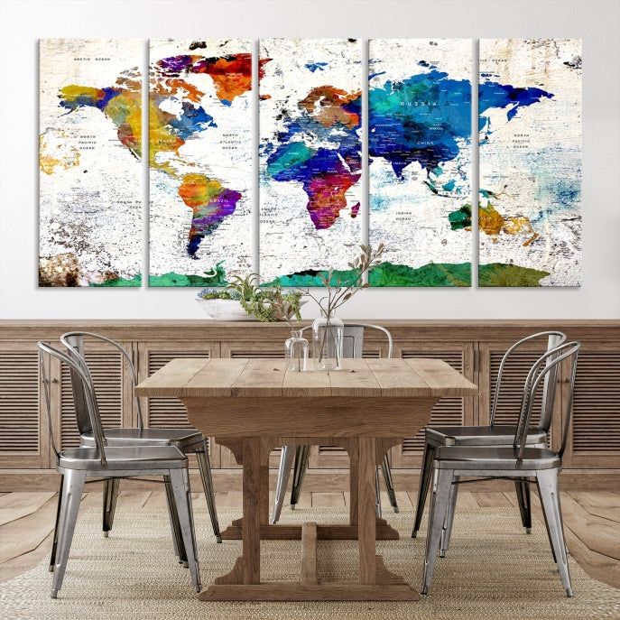 Modern World Map Canvas Artwork