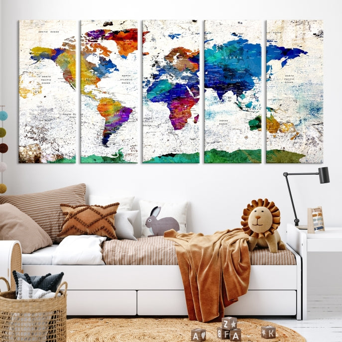 Modern World Map Canvas Artwork