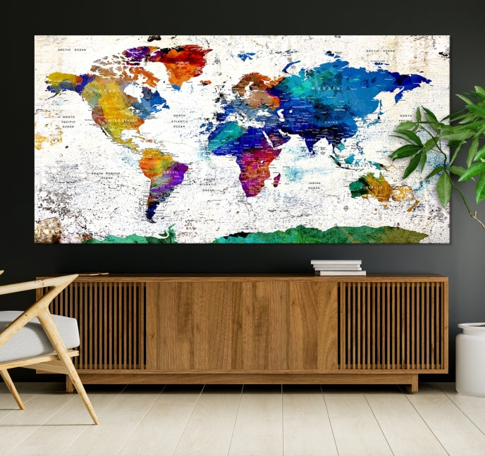 Modern World Map Canvas Artwork