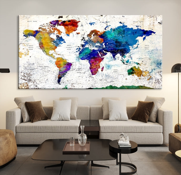 Modern World Map Canvas Artwork