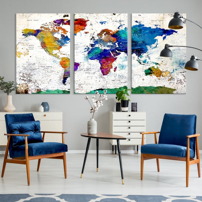 Modern World Map Canvas Artwork