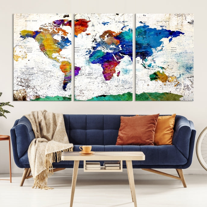 Modern World Map Canvas Artwork