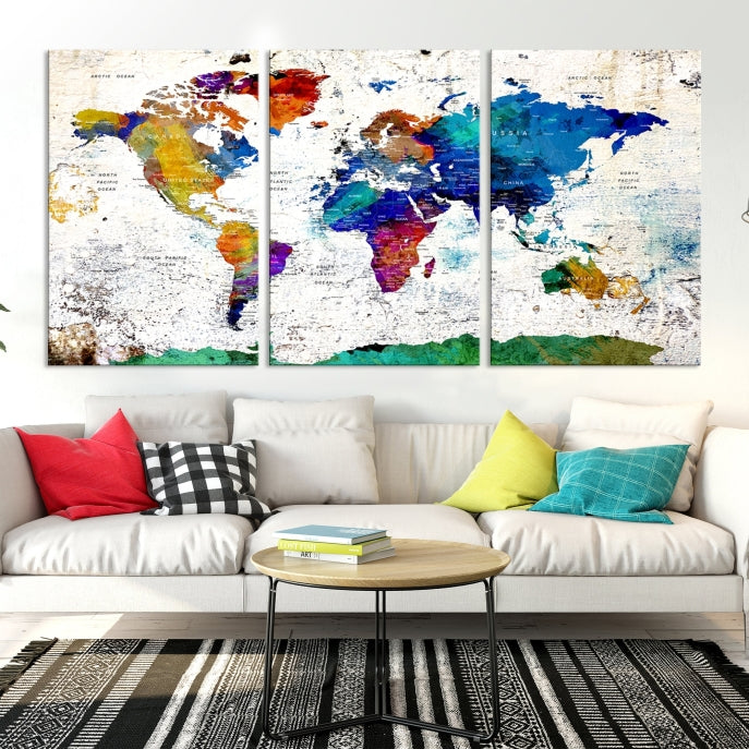 Modern World Map Canvas Artwork