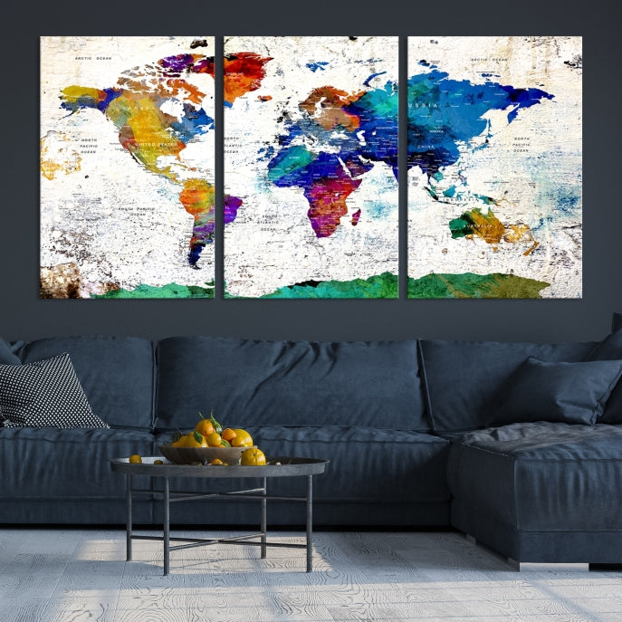 Modern World Map Canvas Artwork