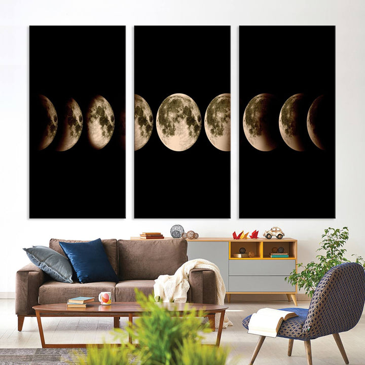 Moon Phases Canvas, Lunar Eclipse Canvas Art, Moon Phases Decor, Moon Canvas, Lunar Eclipse Style Canvas, Space Canvas, Space Home Decor Art