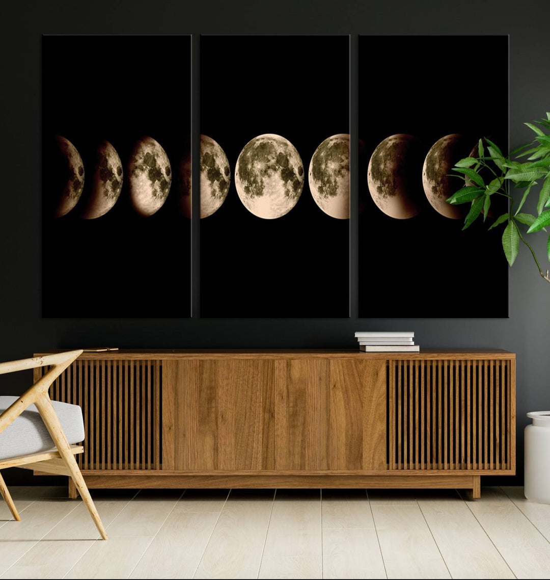 Moon Phases Canvas, Lunar Eclipse Canvas Art, Moon Phases Decor, Moon Canvas, Lunar Eclipse Style Canvas, Space Canvas, Space Home Decor Art