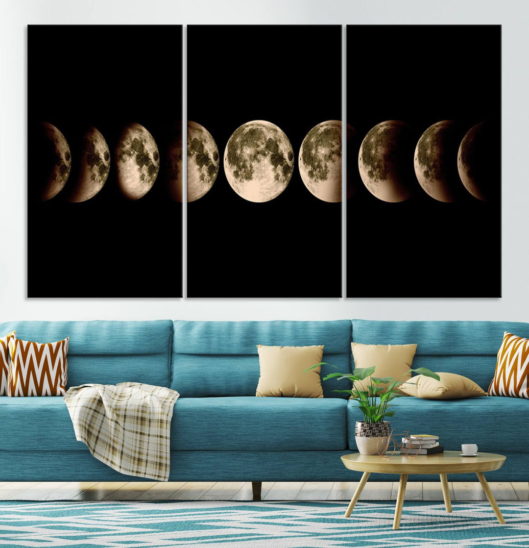 Moon Phases Canvas, Lunar Eclipse Canvas Art, Moon Phases Decor, Moon Canvas, Lunar Eclipse Style Canvas, Space Canvas, Space Home Decor Art