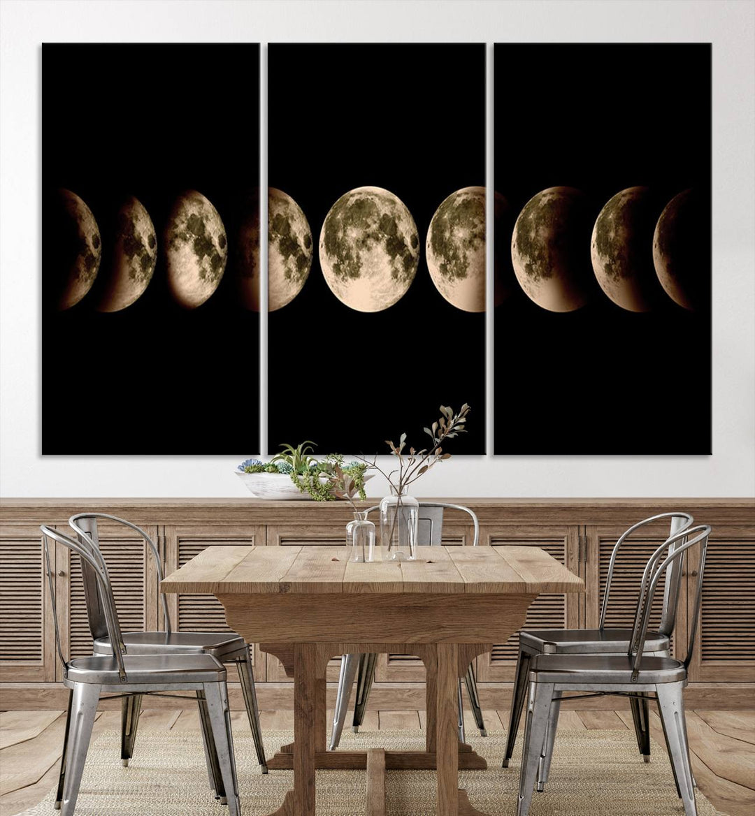 Moon Phases Canvas, Lunar Eclipse Canvas Art, Moon Phases Decor, Moon Canvas, Lunar Eclipse Style Canvas, Space Canvas, Space Home Decor Art