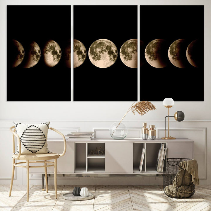 Moon Phases Canvas, Lunar Eclipse Canvas Art, Moon Phases Decor, Moon Canvas, Lunar Eclipse Style Canvas, Space Canvas, Space Home Decor Art