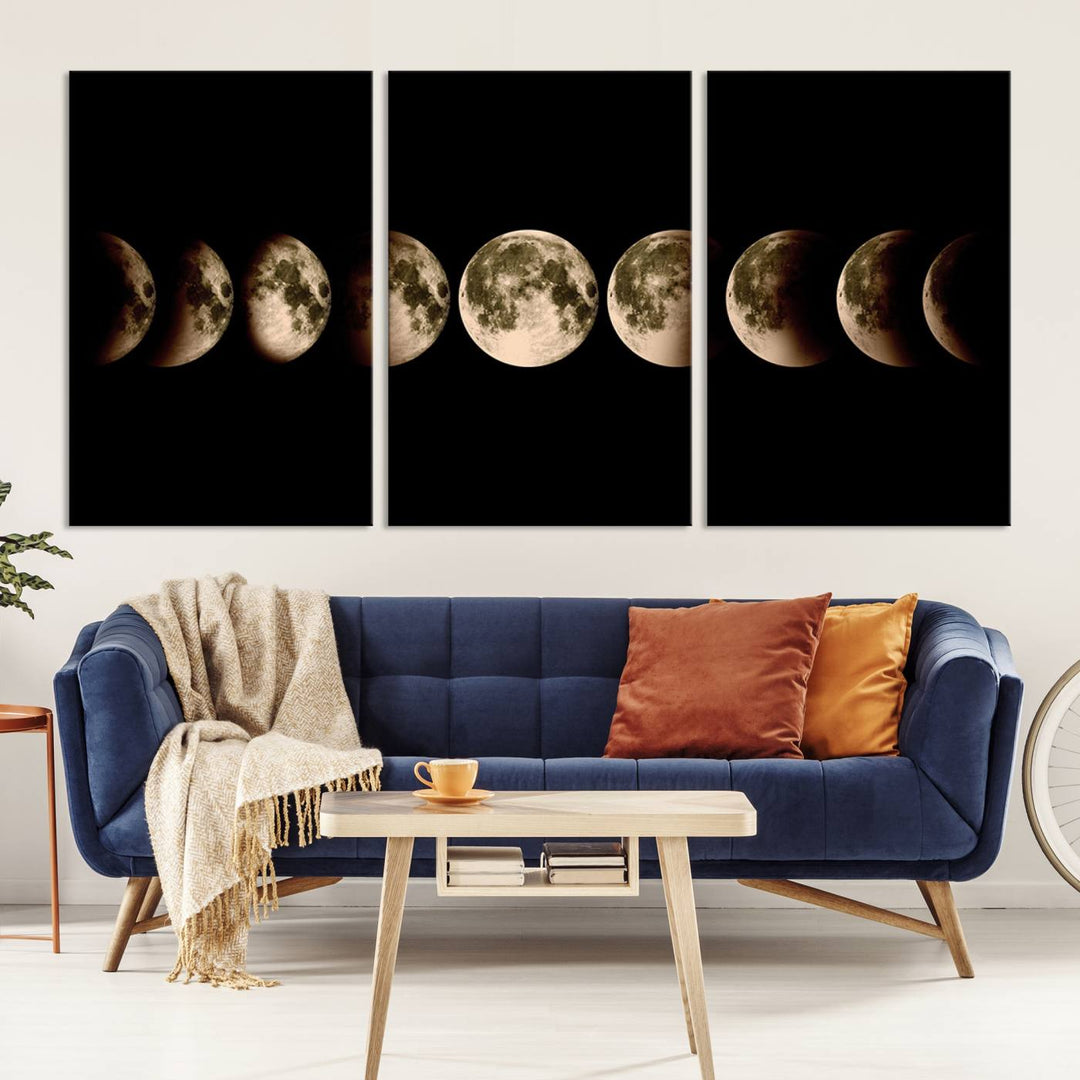 Moon Phases Canvas, Lunar Eclipse Canvas Art, Moon Phases Decor, Moon Canvas, Lunar Eclipse Style Canvas, Space Canvas, Space Home Decor Art