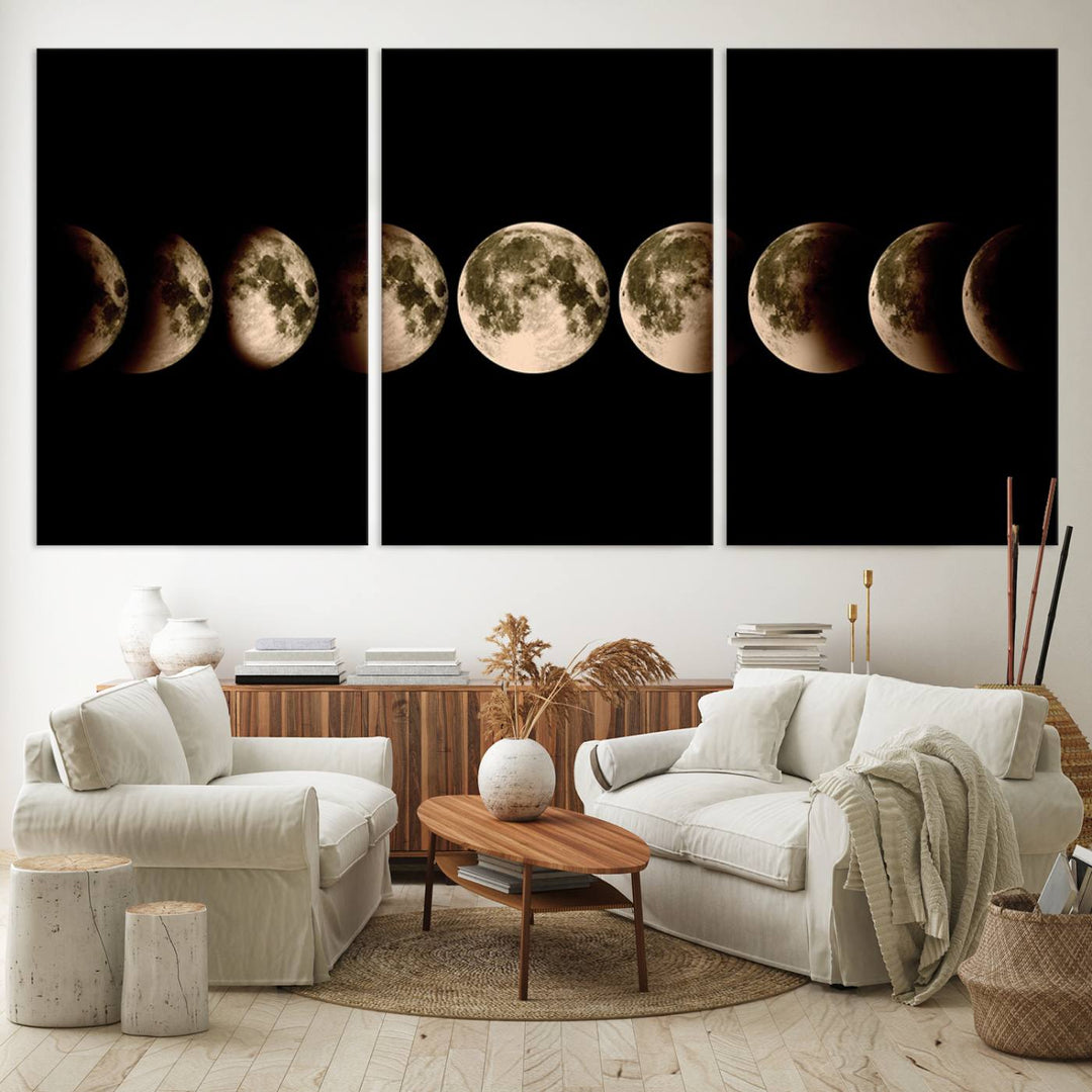 Moon Phases Canvas, Lunar Eclipse Canvas Art, Moon Phases Decor, Moon Canvas, Lunar Eclipse Style Canvas, Space Canvas, Space Home Decor Art