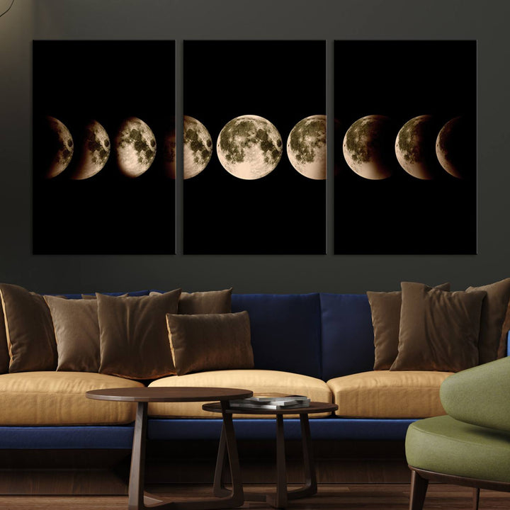 Moon Phases Canvas, Lunar Eclipse Canvas Art, Moon Phases Decor, Moon Canvas, Lunar Eclipse Style Canvas, Space Canvas, Space Home Decor Art